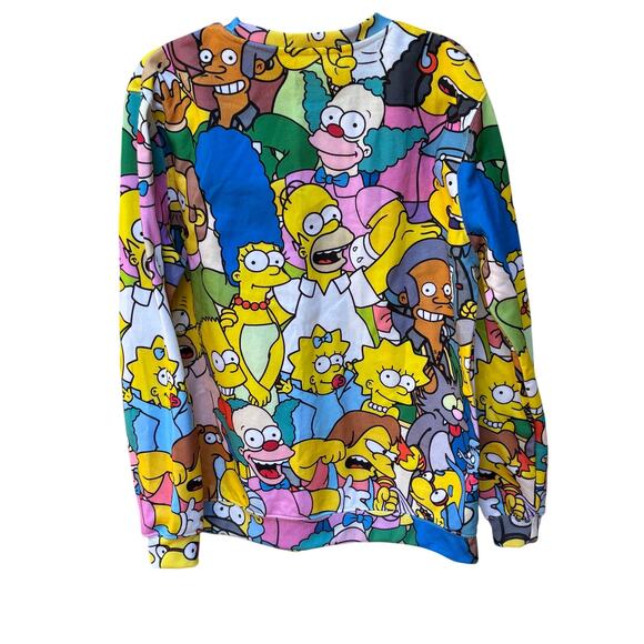 The Simpsons All Over Print Sweatshirt Crewneck Unisex Colorful Cartoon Graphic - Picture 2 of 6